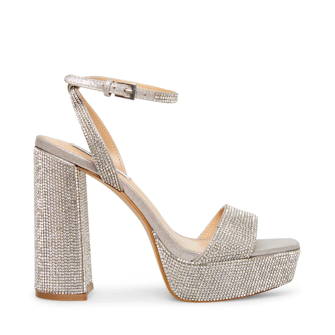 Steve Madden Lessa Rhinestone Formal Block Heel Platform Ankle Strap Sandal