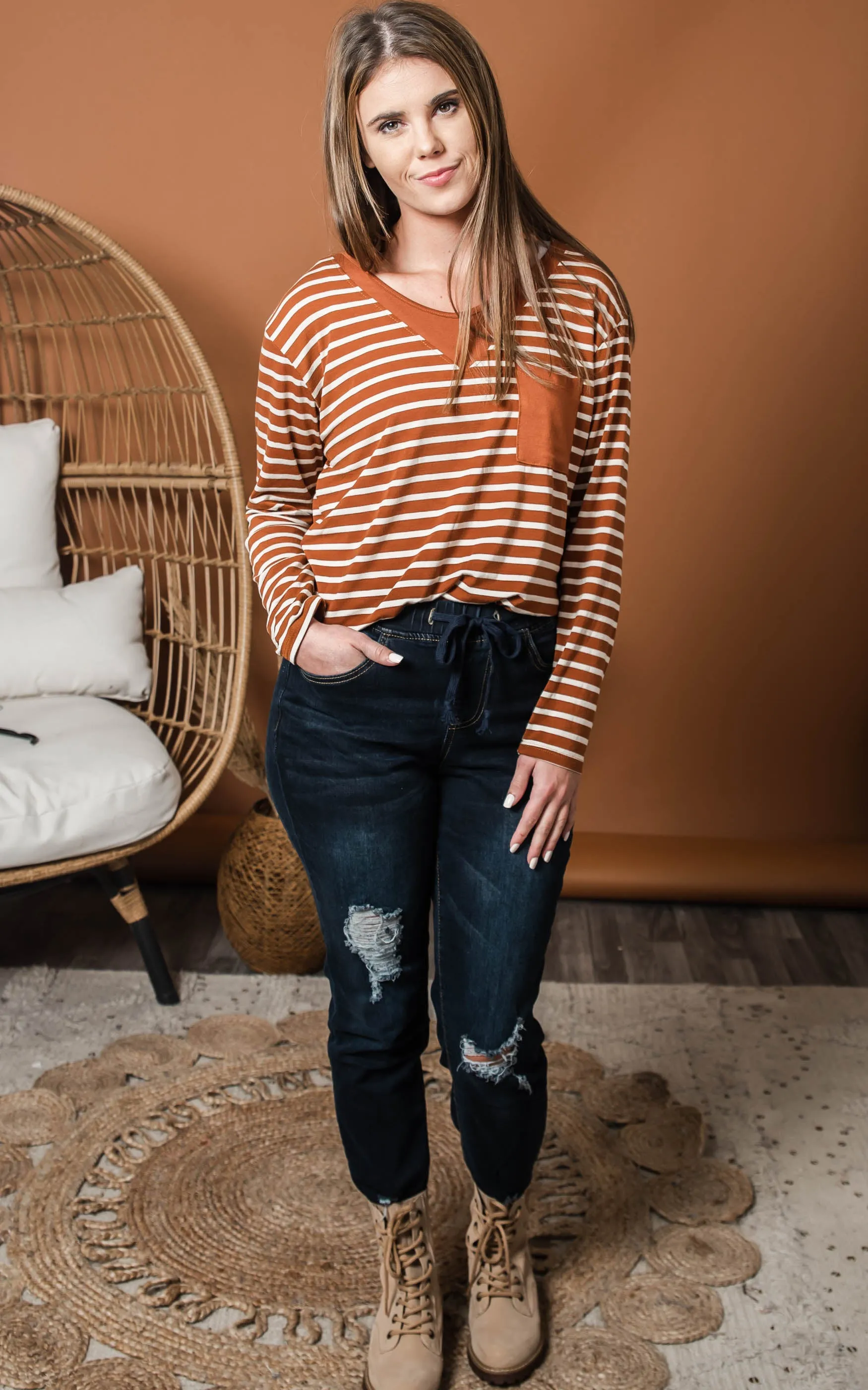 Stripe & Solid Mix Top - Final Sale