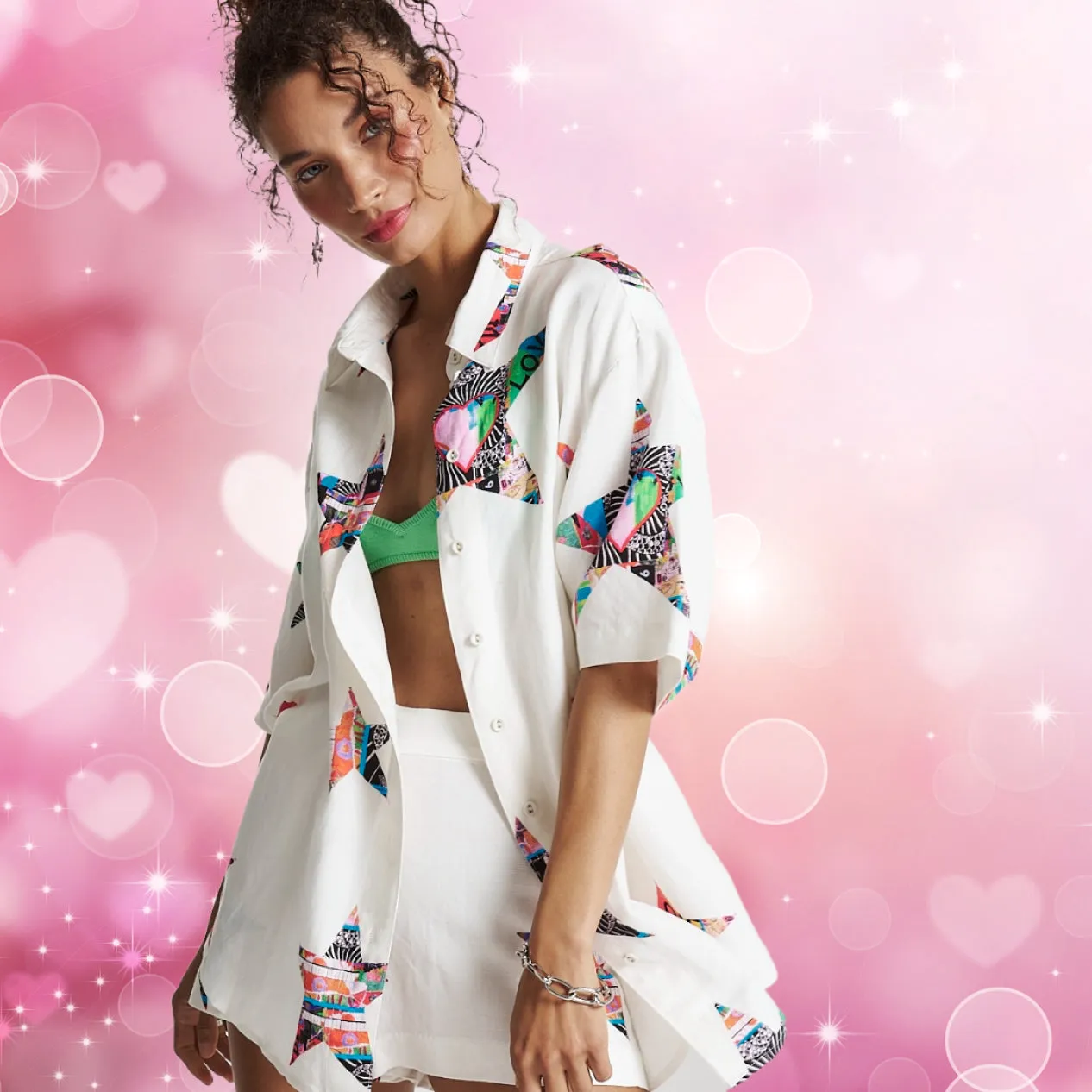 SUMMI SUMMI Womens Big Shirt Linen - Star X Lovers