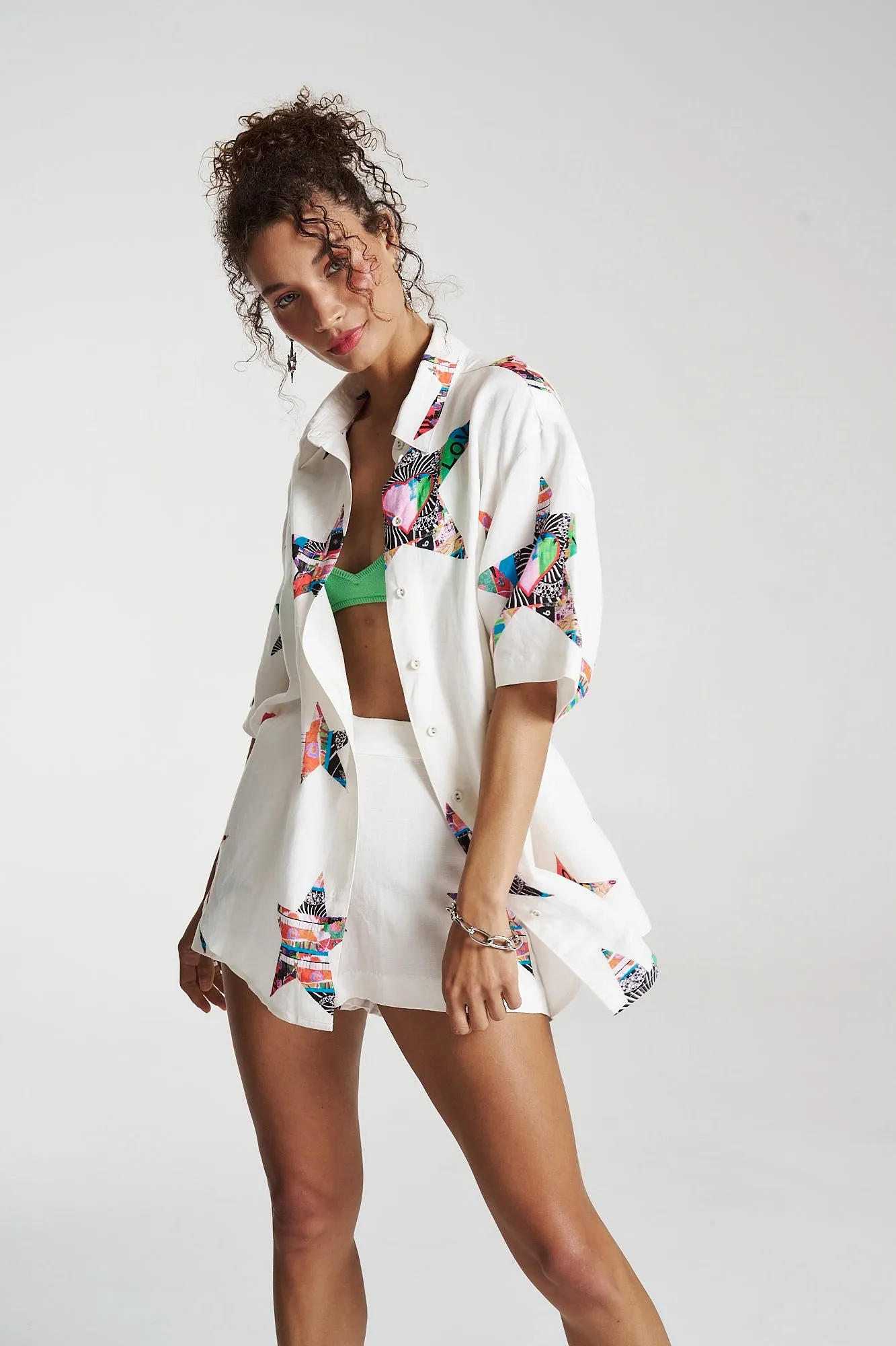 SUMMI SUMMI Womens Big Shirt Linen - Star X Lovers