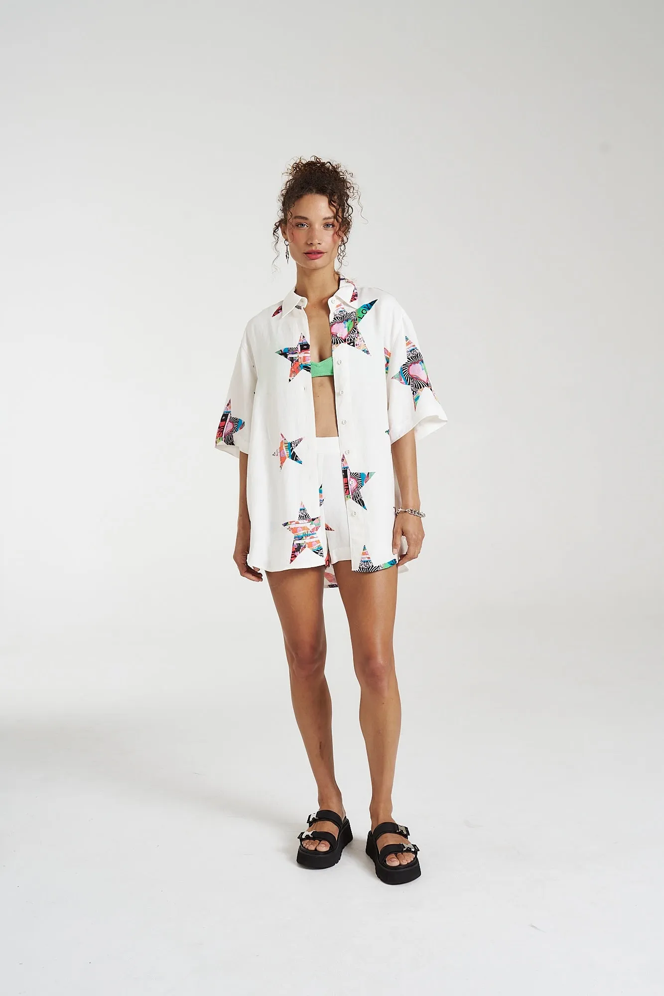 SUMMI SUMMI Womens Big Shirt Linen - Star X Lovers