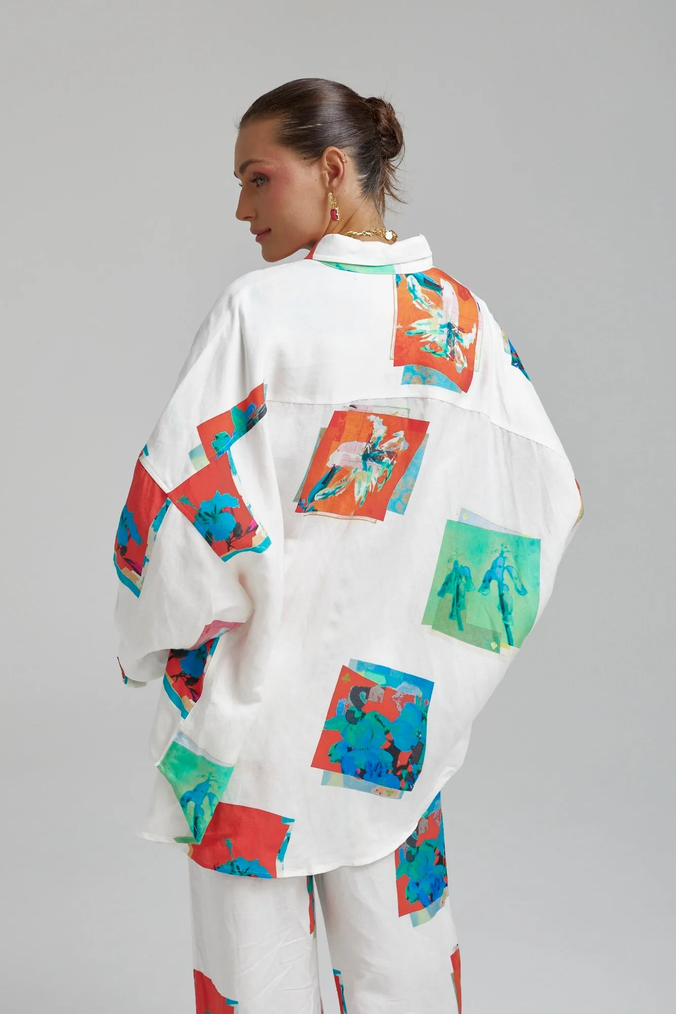 SUMMI SUMMI Womens Long Sleeve Oversize Linen Shirt - Montage White
