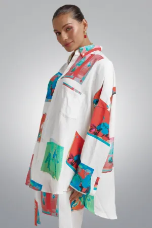 SUMMI SUMMI Womens Long Sleeve Oversize Linen Shirt - Montage White