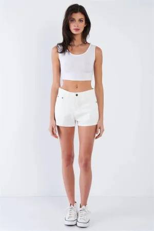 Vanilla White Vintage Solid Mini Short Shorts  /3-2-1