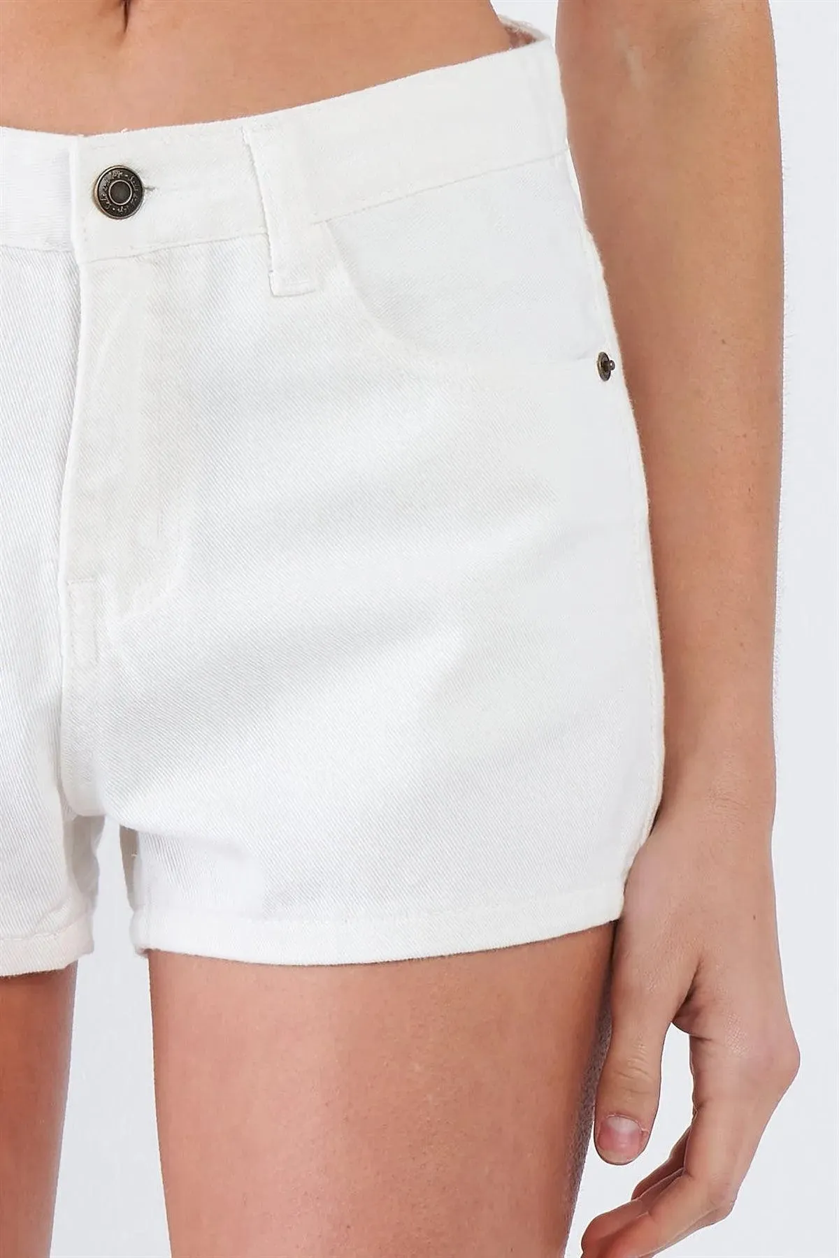 Vanilla White Vintage Solid Mini Short Shorts  /3-2-1