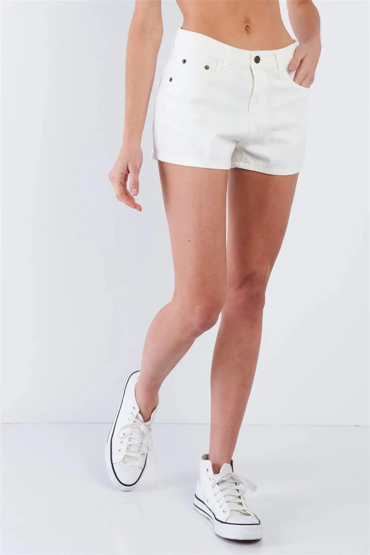 Vanilla White Vintage Solid Mini Short Shorts  /3-2-1