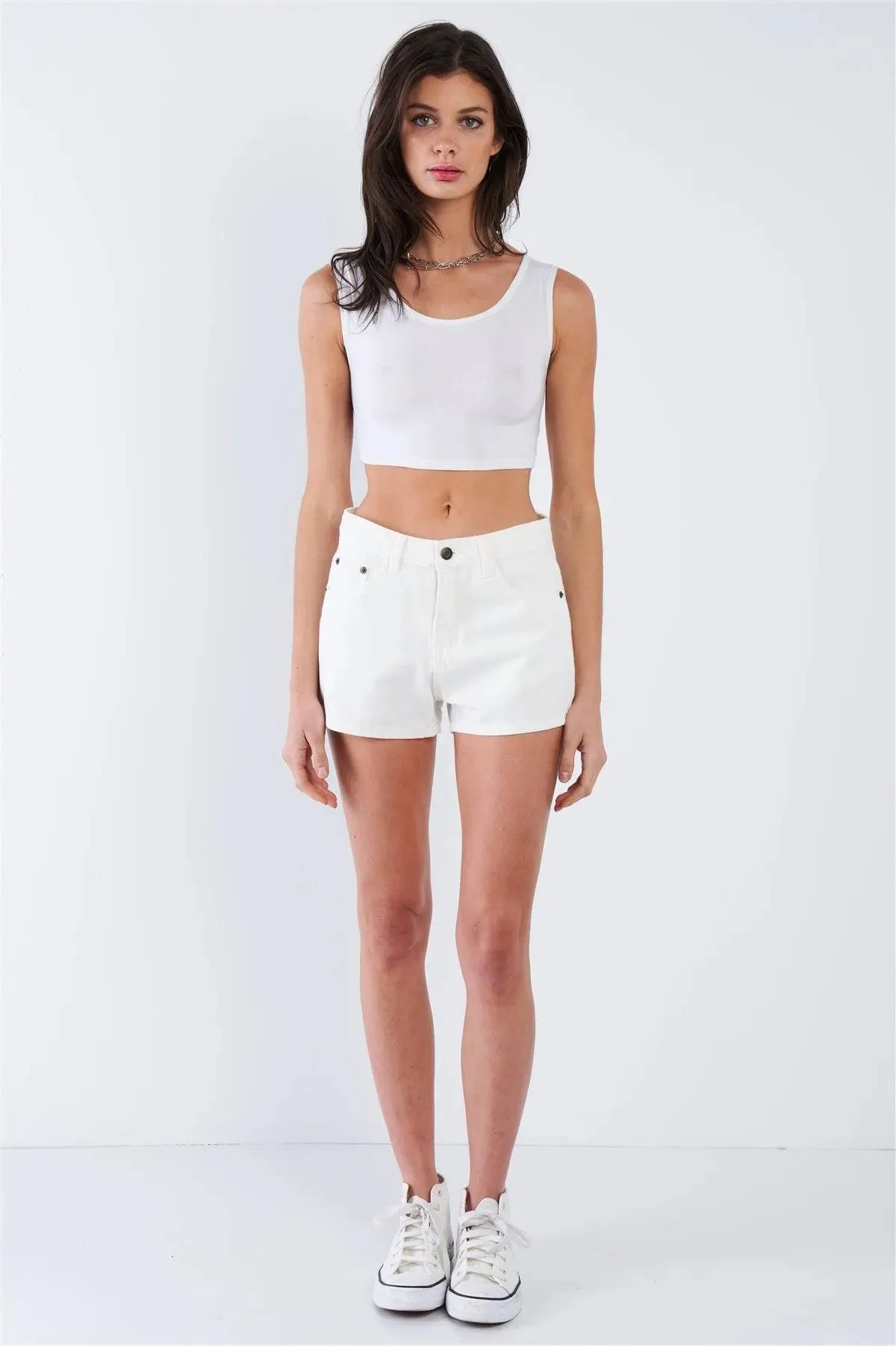 Vanilla White Vintage Solid Mini Short Shorts  /3-2-1