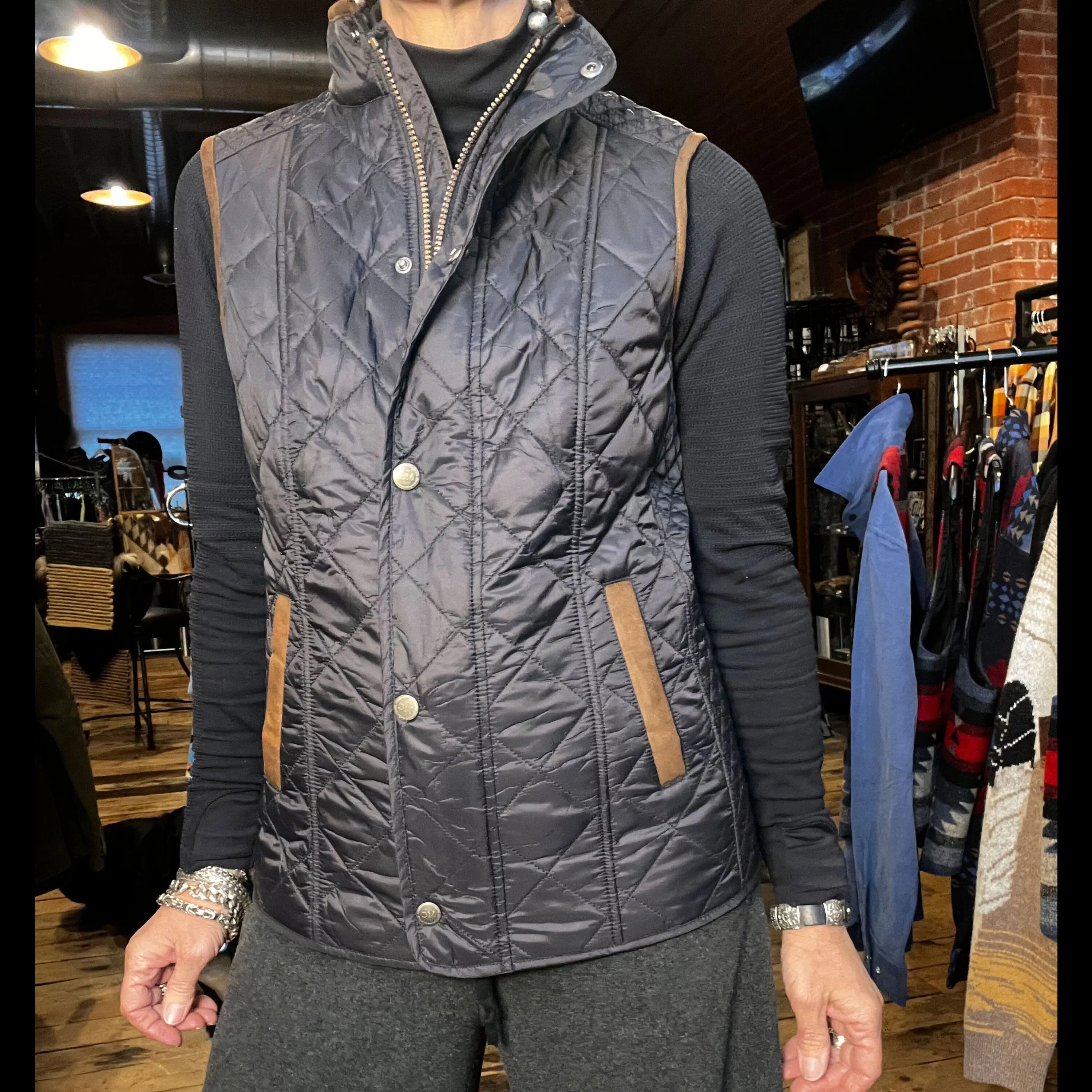 Vista Nylon Black Quilted Vest - VTMC2