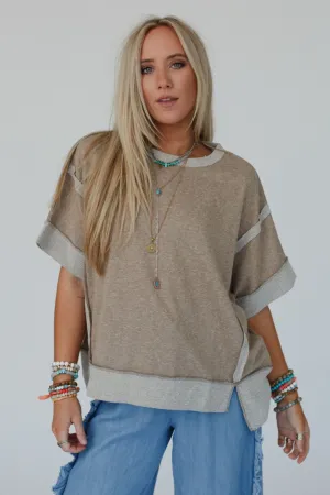 Viveka Drop Shoulder Top - Mocha