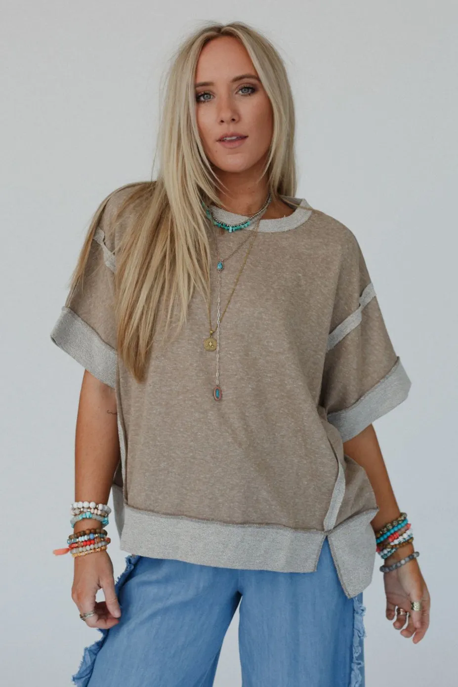 Viveka Drop Shoulder Top - Mocha