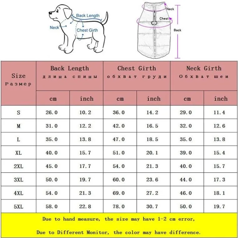 Waterproof Padded Dog Jacket with Zipper - Cozy & Protective for Small to Large Dogs!