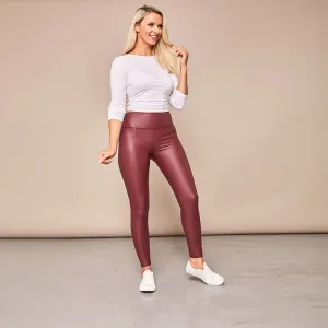 Wet Look PU Leggings (Wine)