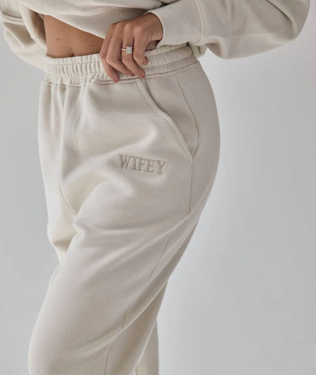 Wifey Statement Sweatpants - Champagne