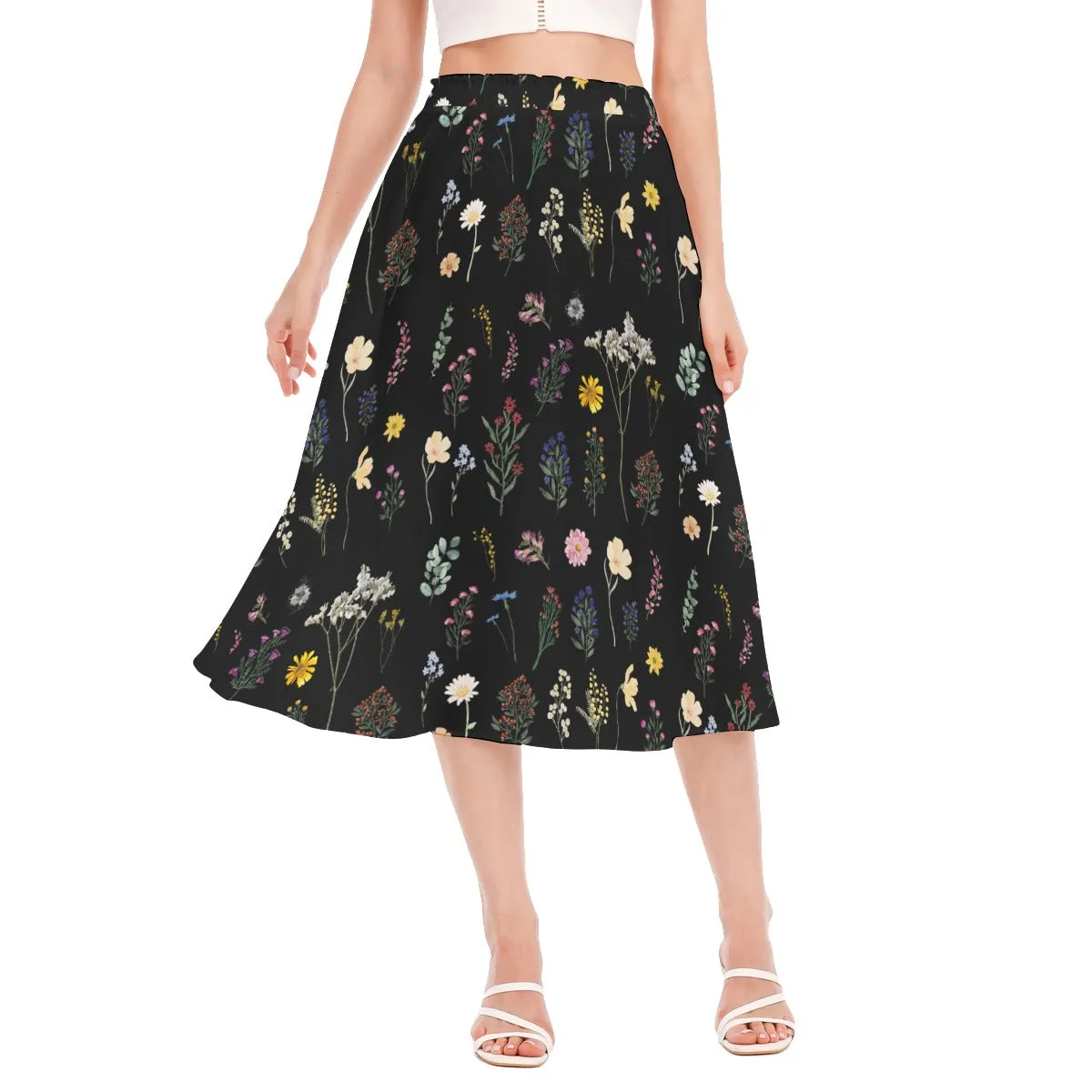 Wildflowers Black Skirt No Pockets up to 2XL (FWS)