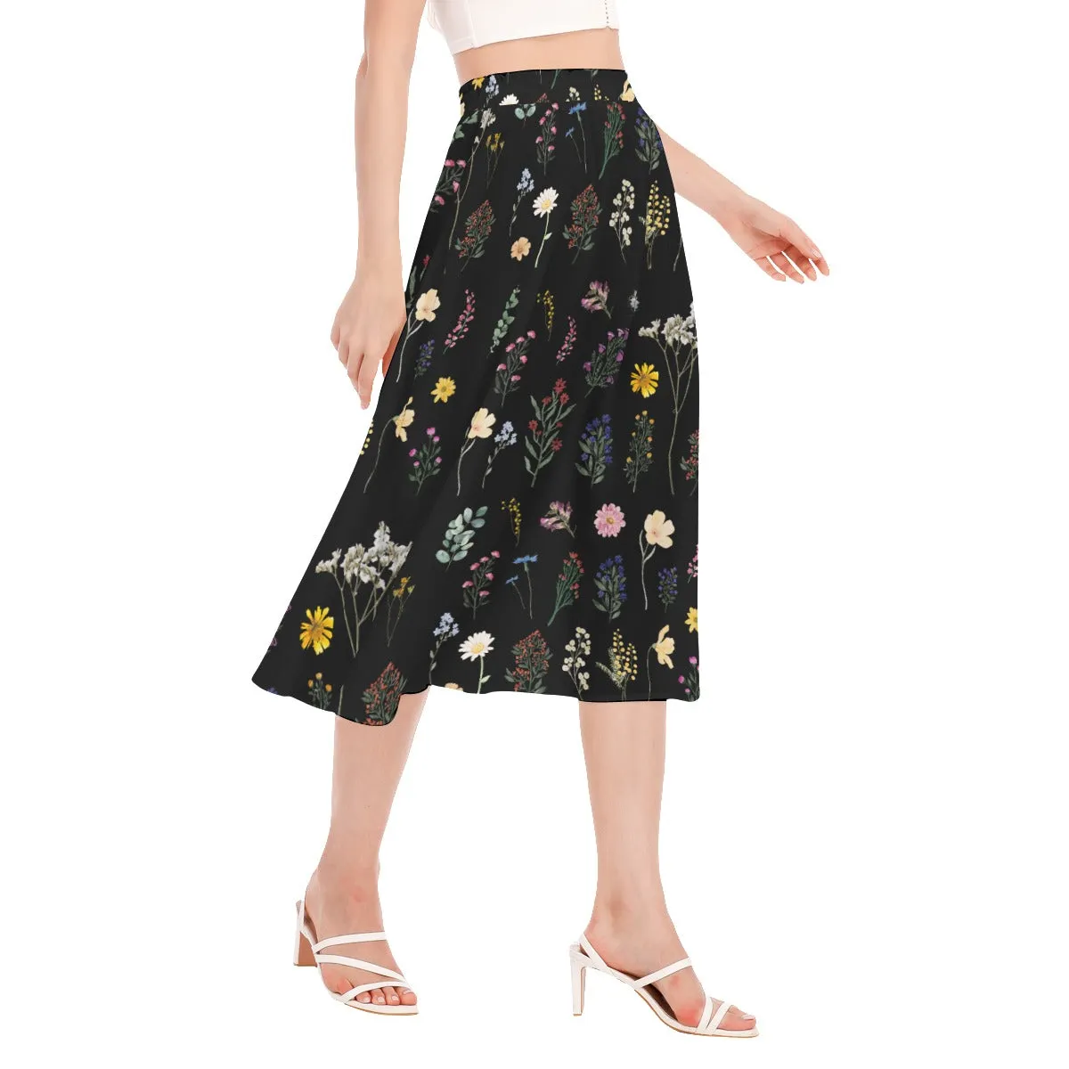 Wildflowers Black Skirt No Pockets up to 2XL (FWS)