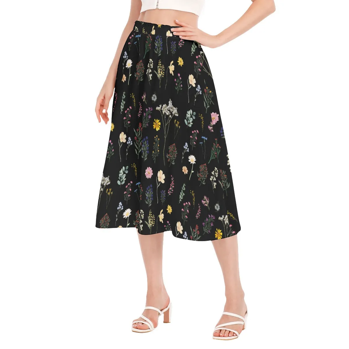 Wildflowers Black Skirt No Pockets up to 2XL (FWS)