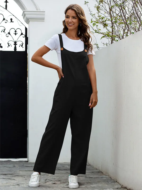 Women's Woven Casual Long Overalls