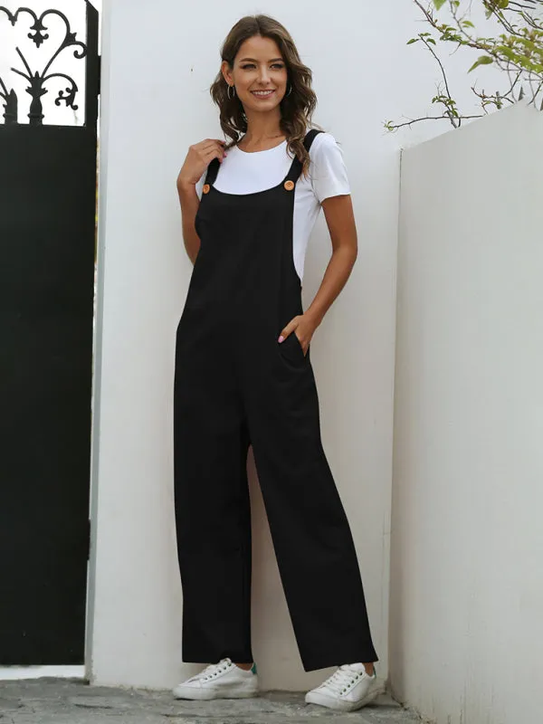 Women's Woven Casual Long Overalls