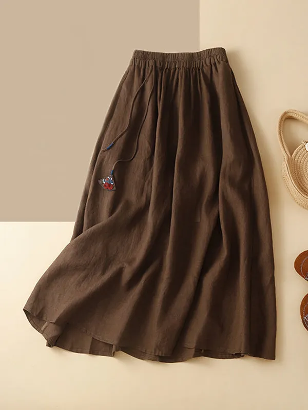 xakxx A-Line Loose Drawstring Elasticity Skirts