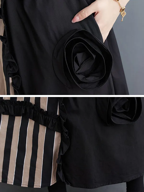 xakxx Elastics High Waisted Loose Flower-Embellished Split-Joint Skirts Bottoms