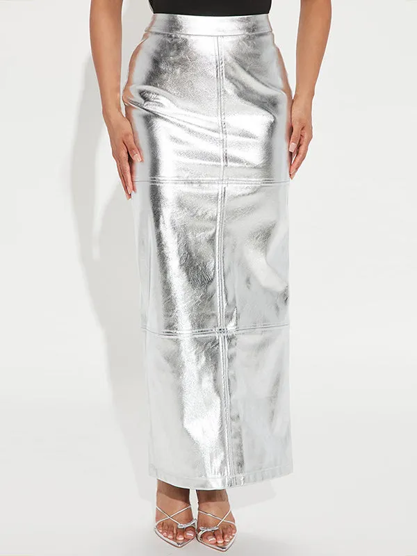 xakxx High Waisted H-Line Solid Color Split-Joint Skirts