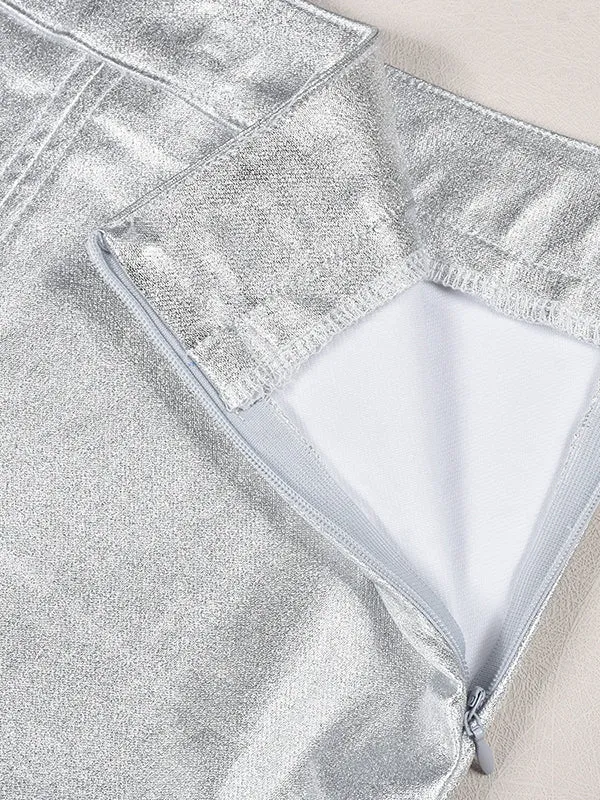 xakxx High Waisted H-Line Solid Color Split-Joint Skirts