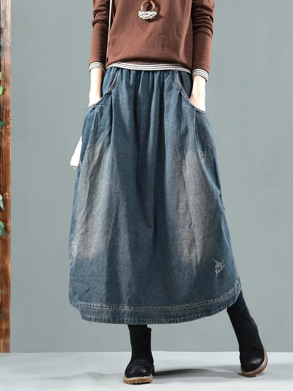 xakxx Split-joint Denim Skirt Bottom