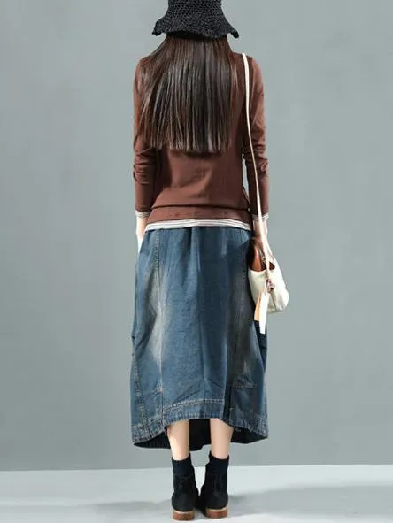 xakxx Split-joint Denim Skirt Bottom
