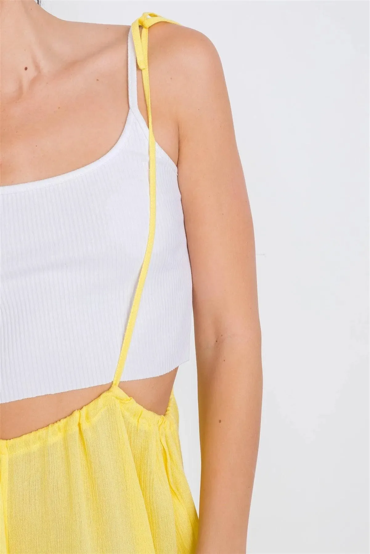 Yellow Overall Vintage Sheer Wide Leg Jumpsuit   / 4-2-1